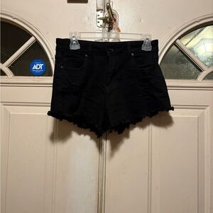 Black Distressed High-Waist Women’s Denim Shorts